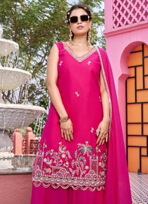 Pink georgette moti palazo set 3
