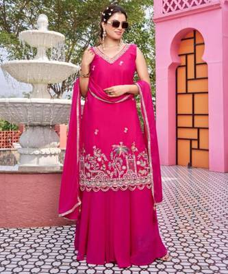 Pink georgette moti palazo set 4