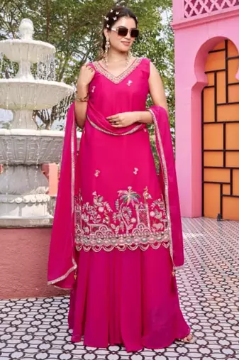 Pink georgette moti palazo set