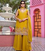Mustard georgette moti palazzo set