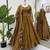 Brown silk blend thread trouser set