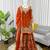 Orange silk blend thread anarkali sharara set