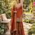 Orange silk blend thread anarkali sharara set