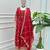 Red silk blend embroidered gown set
