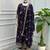 Purple silk blend embroidered gown set
