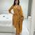 Mustard silk blend embroidered pant set