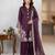 Plum silk blend embroidered palazzo set