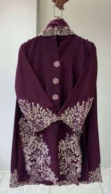Plum silk blend embroidered palazzo set 3