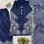 Navy-blue silk blend embroidered palazzo set