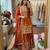 Orange silk blend embroidered sharara set