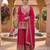 Red silk blend embroidered palazzo set