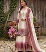 White georgette embroidered palazzo set