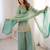 Aqua-blue silk blend embroidered palazzo set