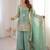 Aqua-blue silk blend embroidered palazzo set