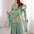 Aqua-blue silk blend embroidered palazzo set
