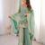 Aqua-blue silk blend embroidered palazzo set