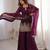 Wine silk blend embroidered palazzo set
