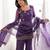 Dark-purple silk blend embroidered palazzo set