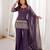 Dark-purple silk blend embroidered palazzo set