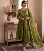 Olive satin embroidered palazzo set