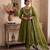 Olive satin embroidered palazzo set
