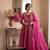 Hot-pink satin embroidered palazzo set