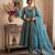 Blue satin embroidered palazzo set