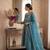 Blue satin embroidered palazzo set