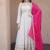 Designer cosmos gown with real mirror work & moss butti dupatta for women