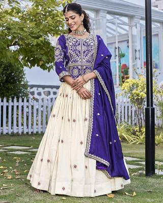 Designer Pure Vichitra Kurti with Tissue Silk Lehenga & Embroidered Dupatta for Women 1