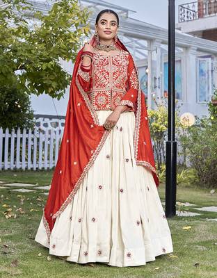 Designer Pure Vichitra Kurti with Tissue Silk Lehenga & Embroidered Dupatta for Women 1
