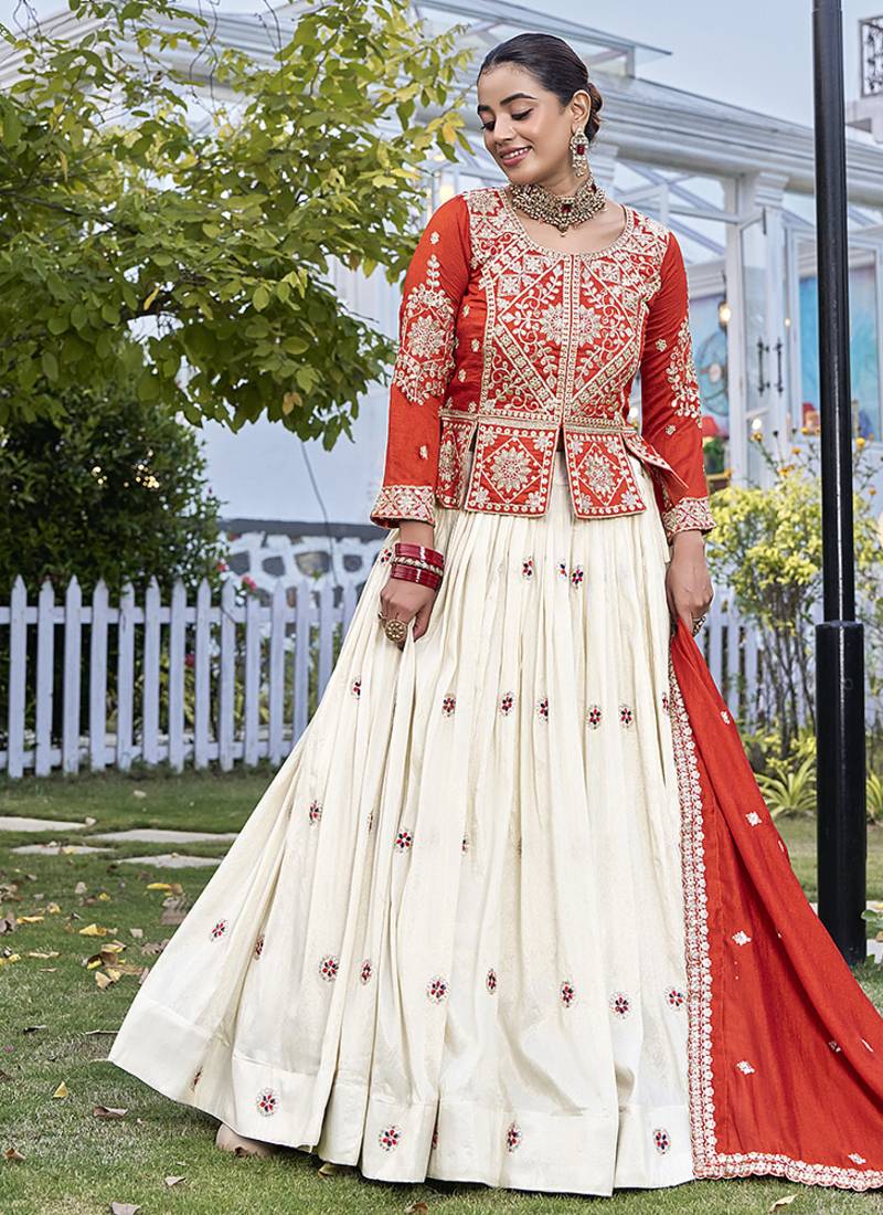 Designer Pure Vichitra Kurti with Tissue Silk Lehenga & Embroidered Dupatta for Women