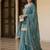 Teal green silk blend embroidered kurta & sharara set