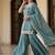 Teal green silk blend embroidered kurta & sharara set
