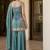 Teal green silk blend embroidered kurta & sharara set
