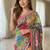 Multi Color  Ajrakh Print And  Real Mirror work Silk Saree