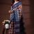 Offwhite & midnight blue  malmal cotton saree with red handblock print design
