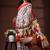 Off white  malmal cotton saree with multicolor tribal art handblock print & red border design