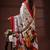 Off white  malmal cotton saree with multicolor tribal art handblock print & red border design