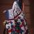 Off white & royal blue  malmal cotton saree with tribal art handblock print design