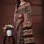 Black & maroon  malmal cotton saree with traditional floral handblock print design