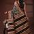Black & maroon  malmal cotton saree with traditional floral handblock print design