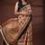 Beige & maroon  malmal cotton saree with floral handblock print and black border design