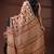 Beige & maroon  malmal cotton saree with floral handblock print and black border design