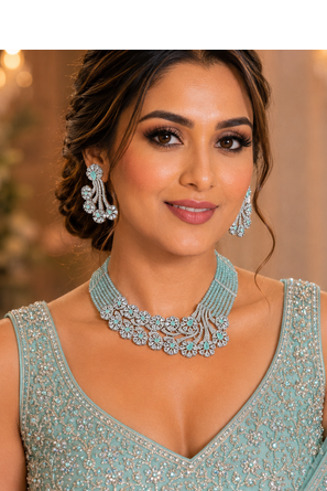 Mint Lagoon AD Necklace Ensemble 1