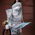 White & sky blue  malmal cotton saree with tribal face motif and geometric handblock print design