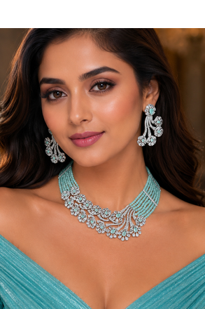 Mint Lagoon AD Necklace Ensemble 3