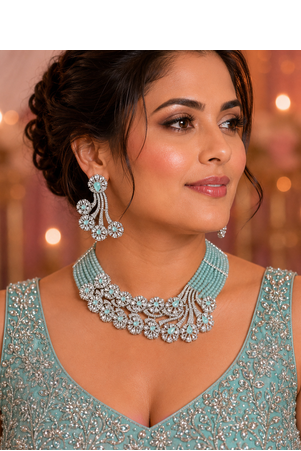 Mint Lagoon AD Necklace Ensemble 4