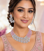 Pink aurora floral diamond necklace ensemble