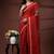 Crimson red  malmal cotton saree with polka dot design